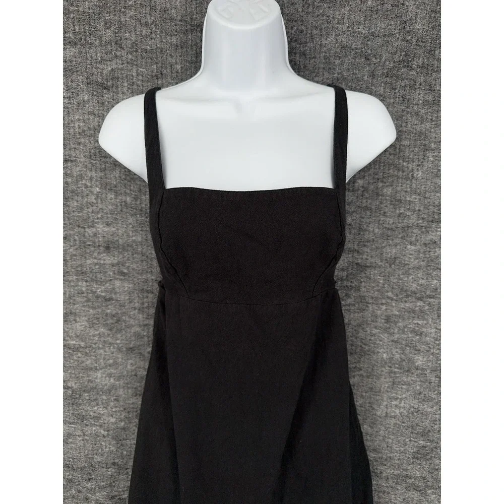 Free People Dress Womens Small Black Mini Square Neck Strappy Cotton Sundress